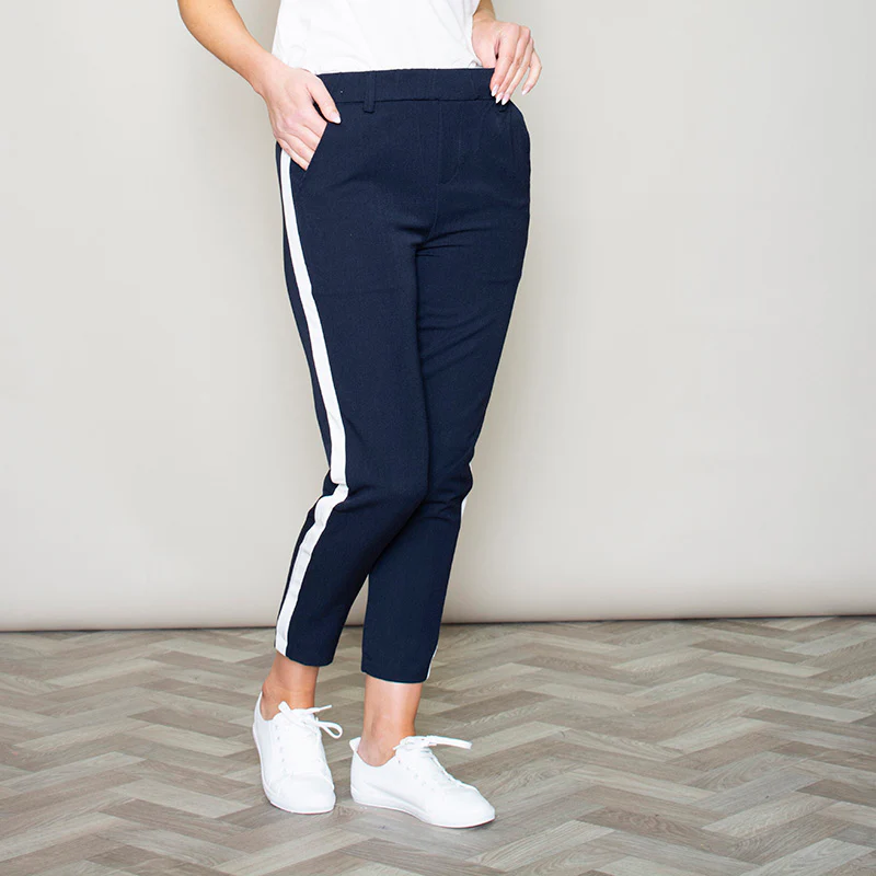 Nikki Navy Stripe Trousers - Image 2
