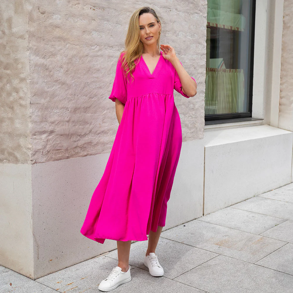 Pamela Dress (Fuchsia) - Image 6