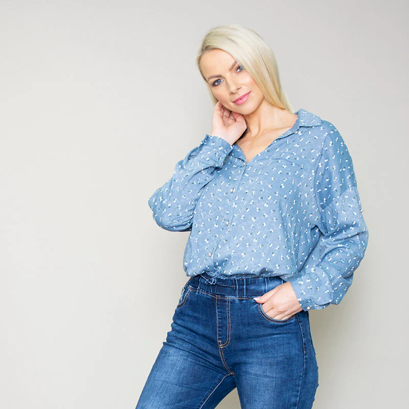 Penny Floral Shirt (Blue) - Image 3