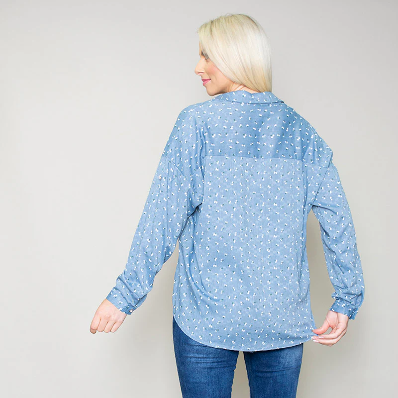 Penny Floral Shirt (Blue) - Image 4
