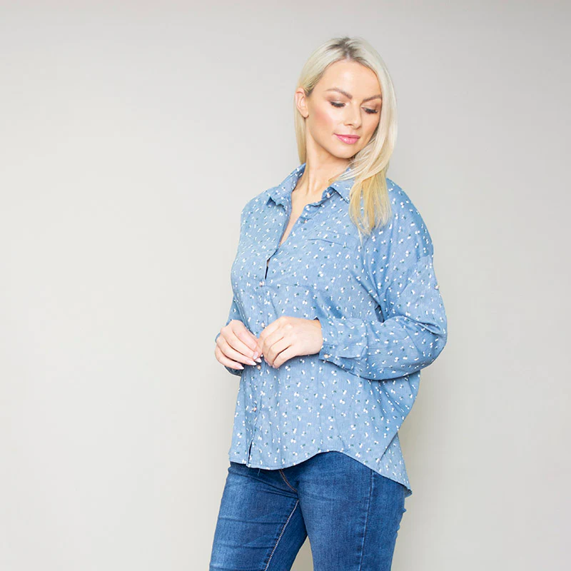 Penny Floral Shirt (Blue) - Image 5