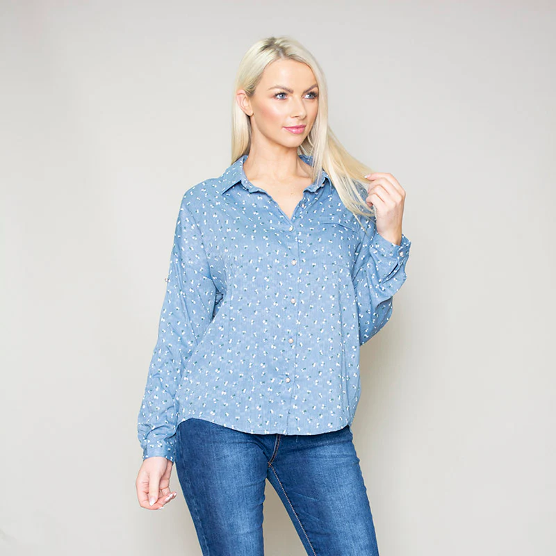Penny Floral Shirt (Blue) - Image 7