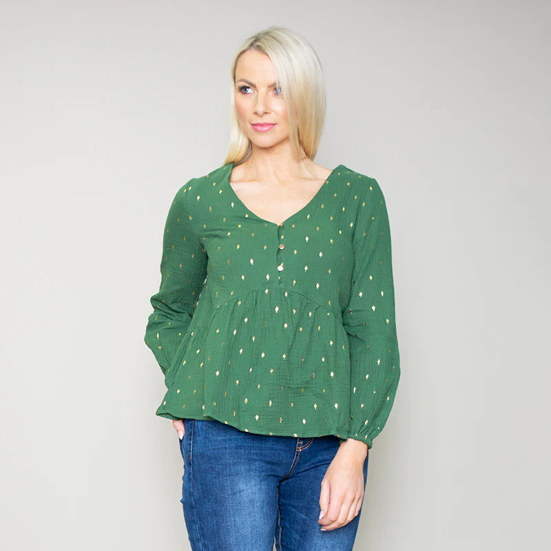 Pia Peplum Top (Green) - Image 6