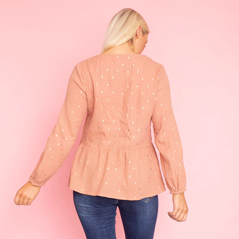 Pia Peplum Top (Peach) - Image 9