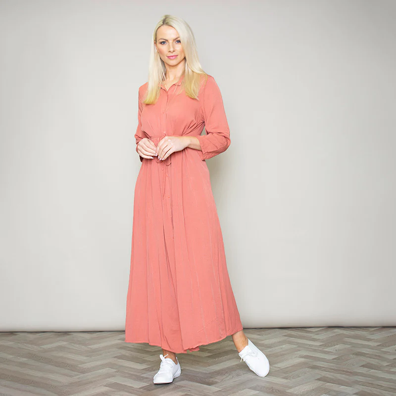 Pillo Peach Maxi Shirt Dress - Image 2