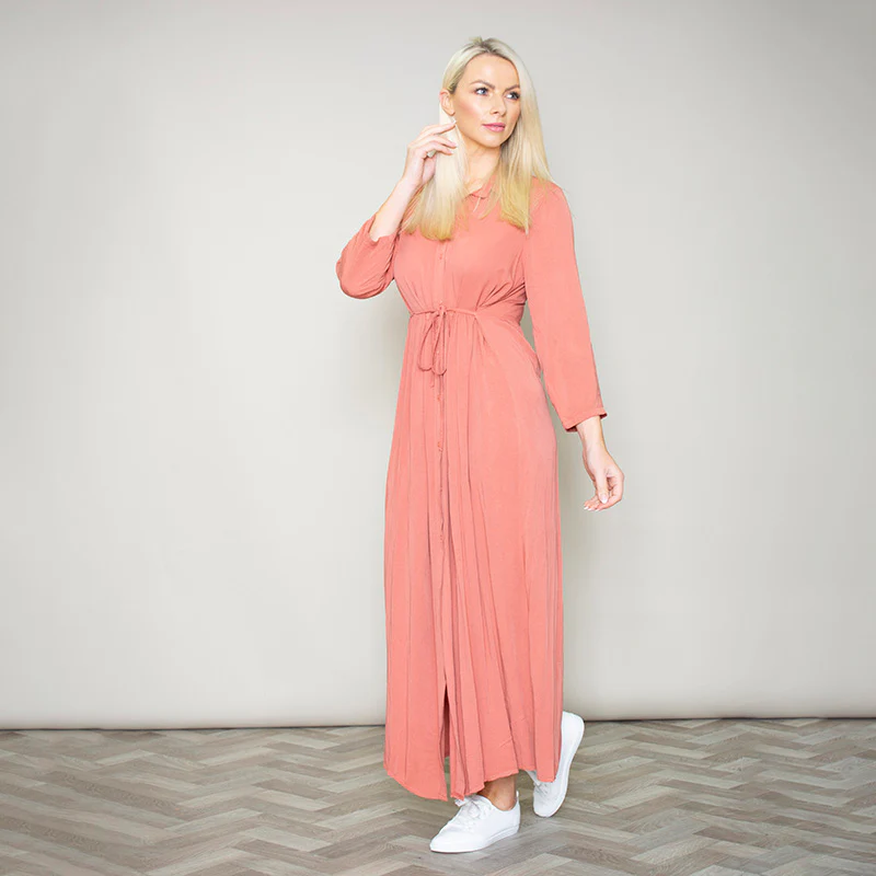 Pillo Peach Maxi Shirt Dress - Image 3