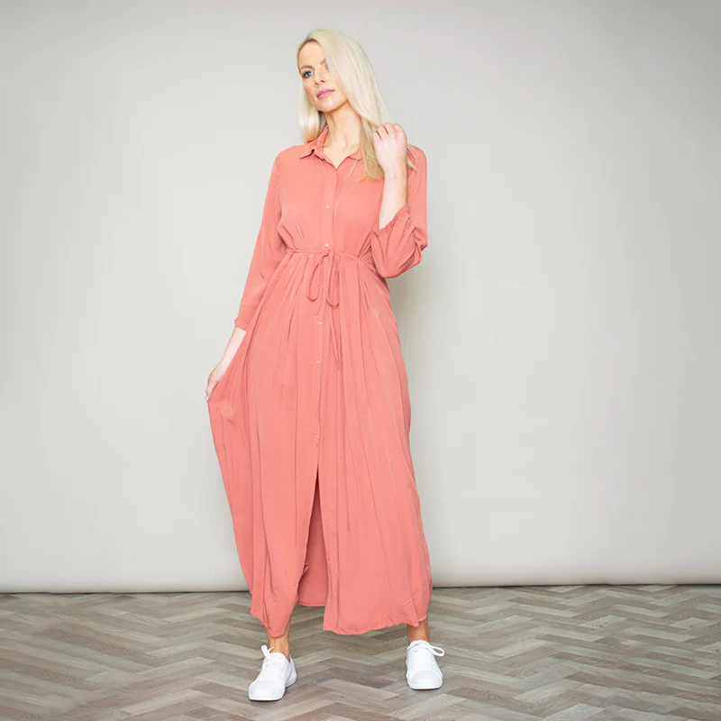 Pillo Peach Maxi Shirt Dress - Image 4