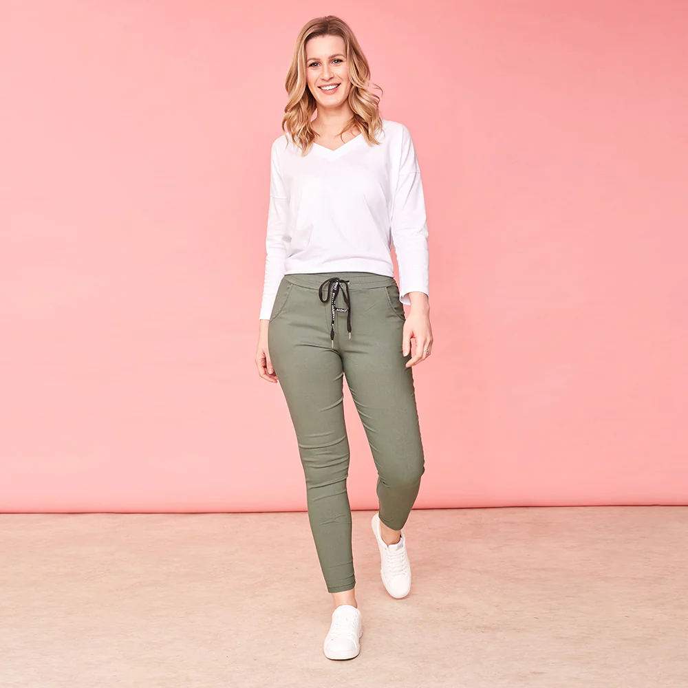 Rhiona Stretch Trousers (Khaki) - Image 2