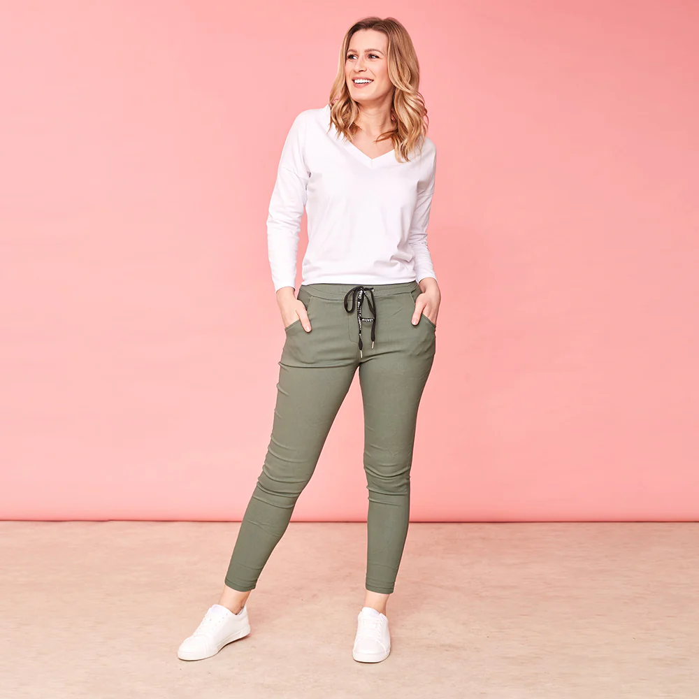Rhiona Stretch Trousers (Khaki) - Image 3