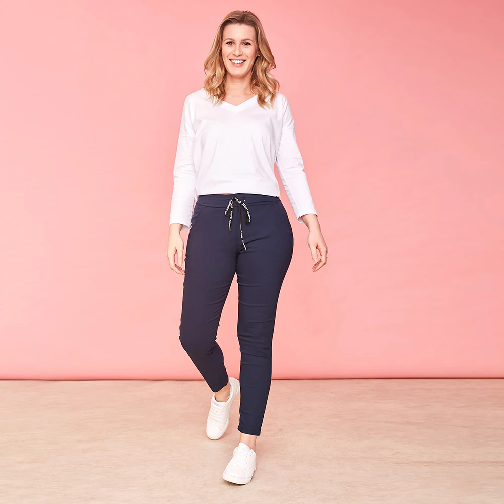Riona Stretch Trousers (Navy) - Image 2