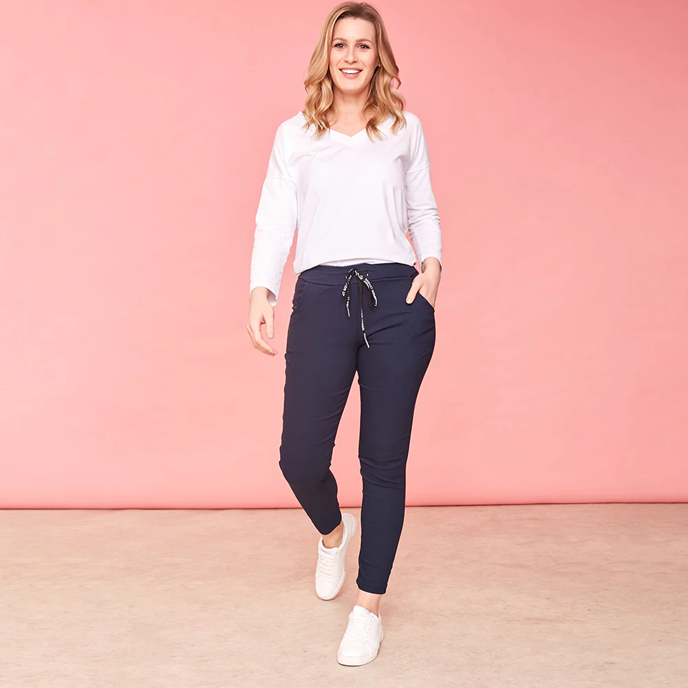 Riona Stretch Trousers (Navy) - Image 3
