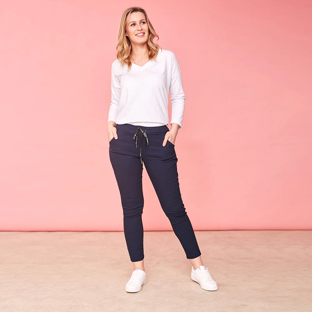 Riona Stretch Trousers (Navy) - Image 4