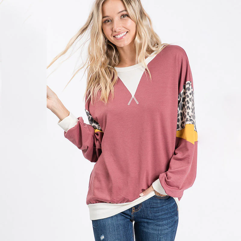 Polly Leopard Top Rose Wood - Image 3