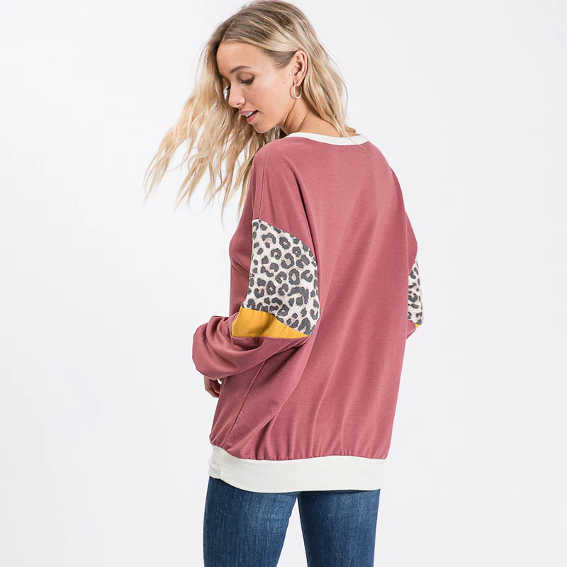 Polly Leopard Top Rose Wood - Image 4