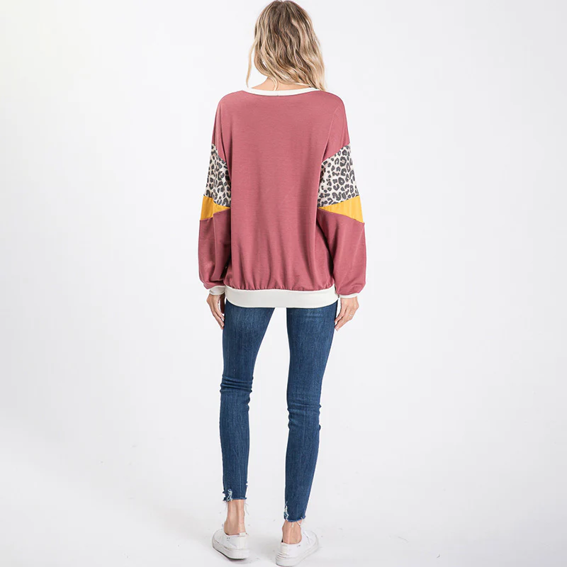 Polly Leopard Top Rose Wood - Image 5