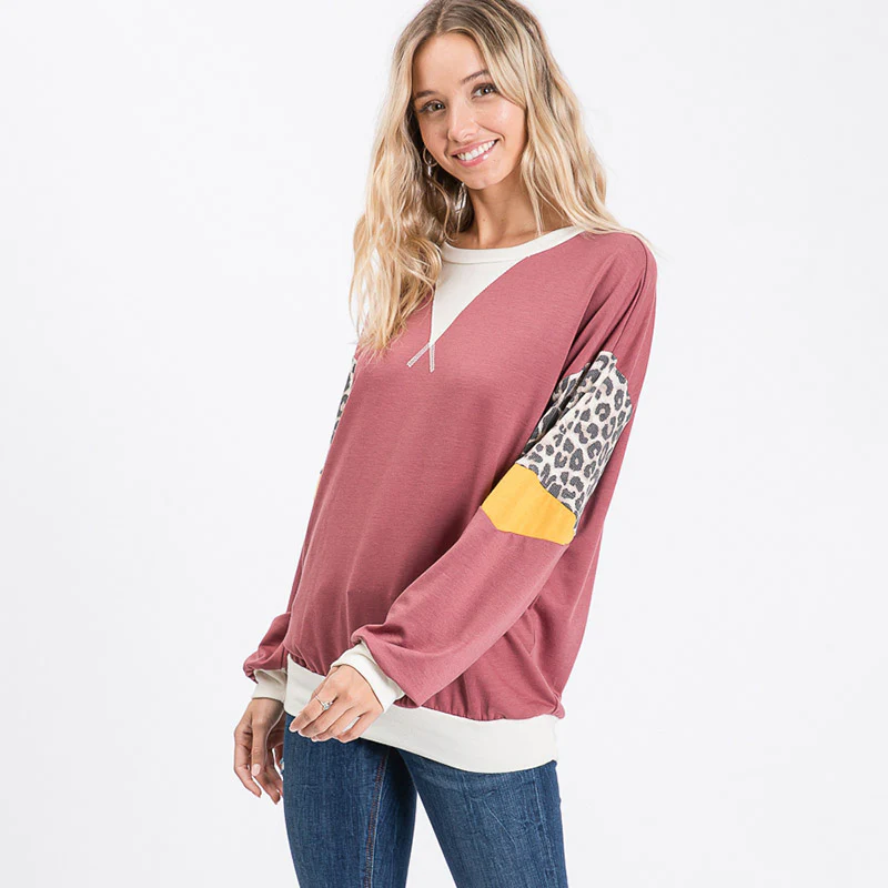 Polly Leopard Top Rose Wood - Image 6