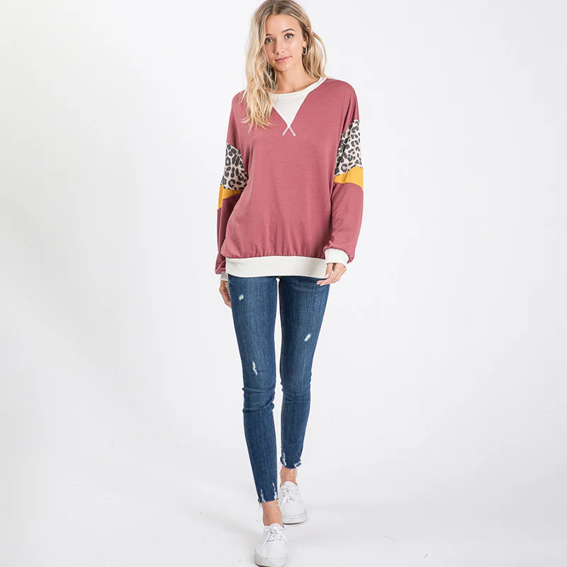 Polly Leopard Top Rose Wood - Image 7