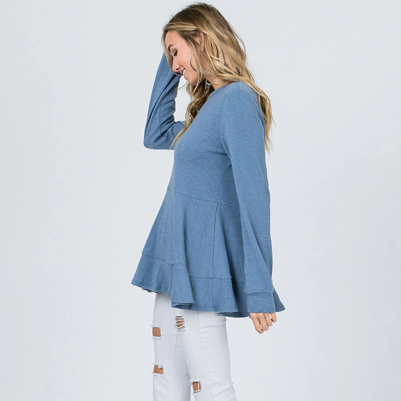 Pretty Peplum Sweater Denim Blue - Image 10