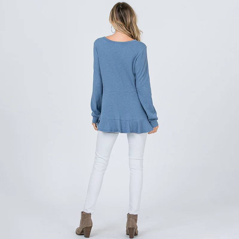 Pretty Peplum Sweater Denim Blue - Image 11