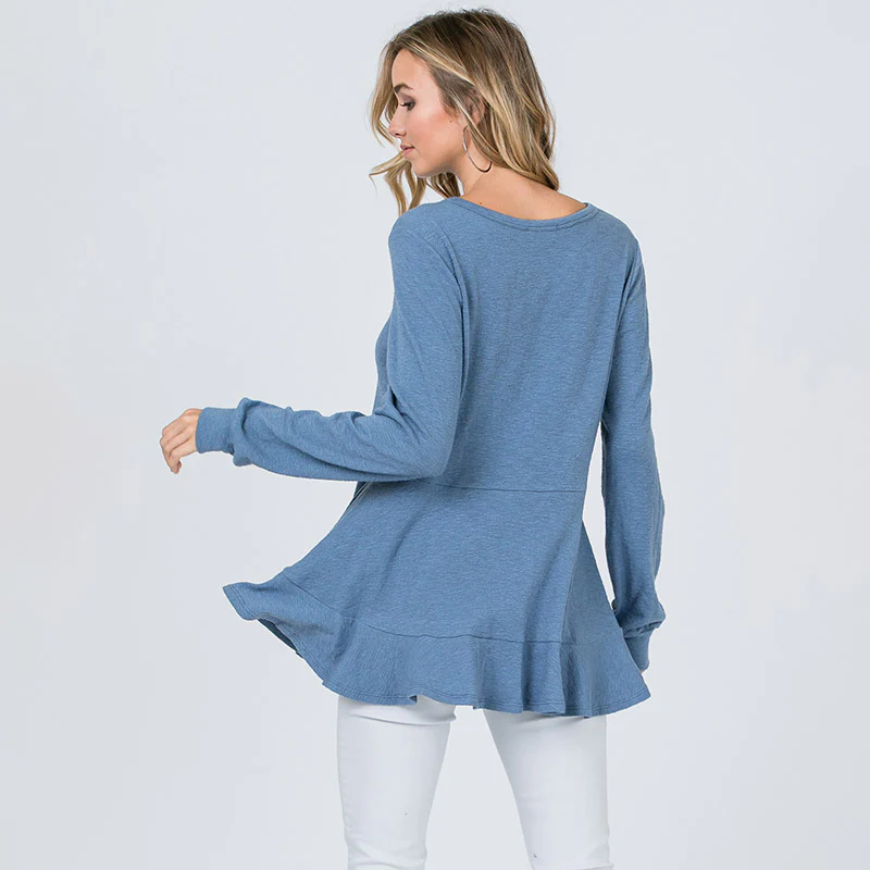 Pretty Peplum Sweater Denim Blue - Image 12