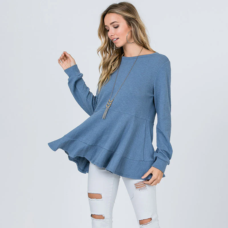 Pretty Peplum Sweater Denim Blue - Image 13