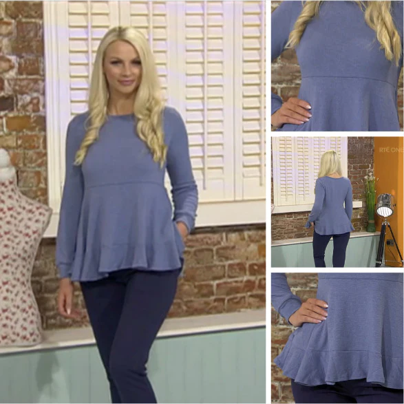 Pretty Peplum Sweater Denim Blue - Image 3