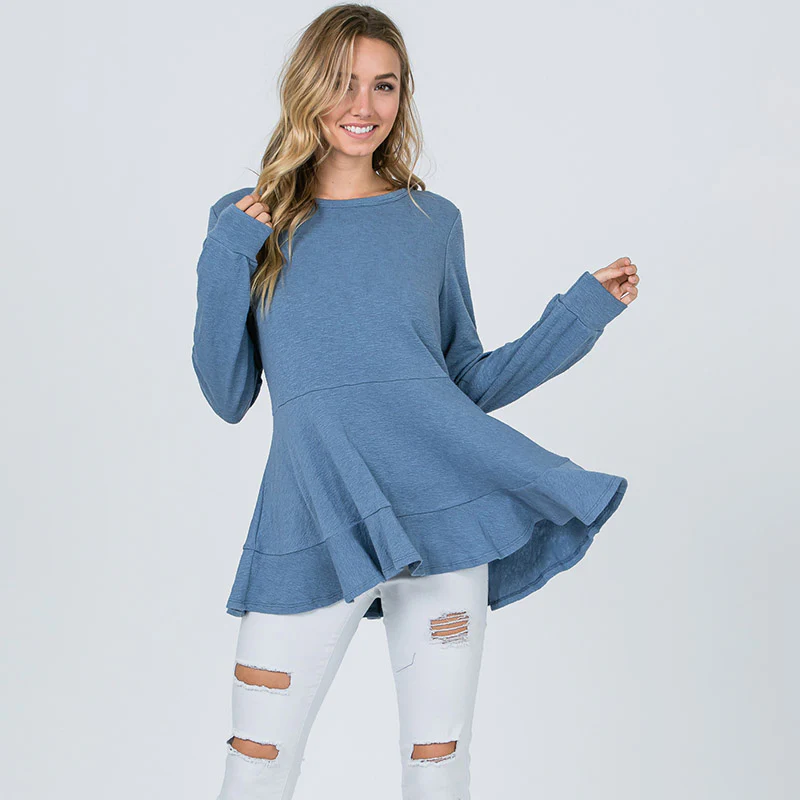 Pretty Peplum Sweater Denim Blue - Image 4