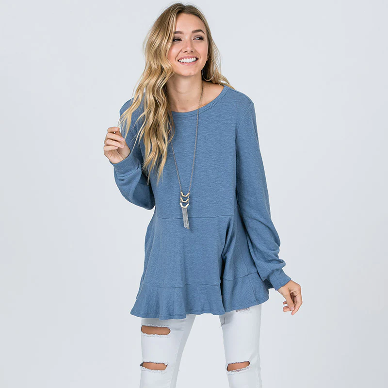 Pretty Peplum Sweater Denim Blue - Image 5