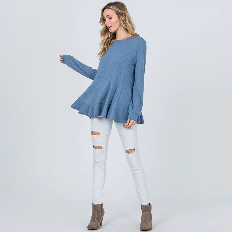 Pretty Peplum Sweater Denim Blue - Image 6