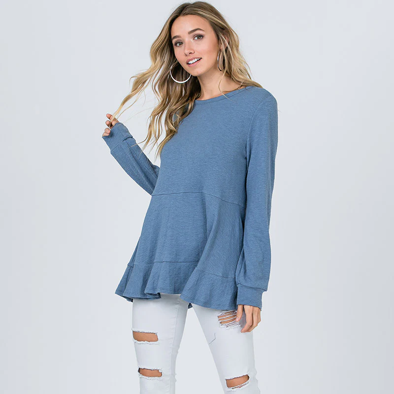 Pretty Peplum Sweater Denim Blue - Image 7