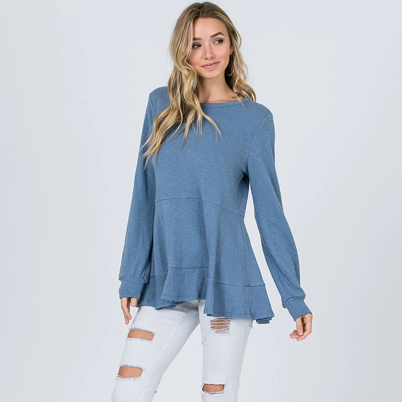Pretty Peplum Sweater Denim Blue - Image 8