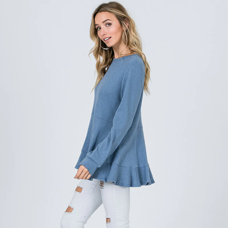 Pretty Peplum Sweater Denim Blue - Image 9