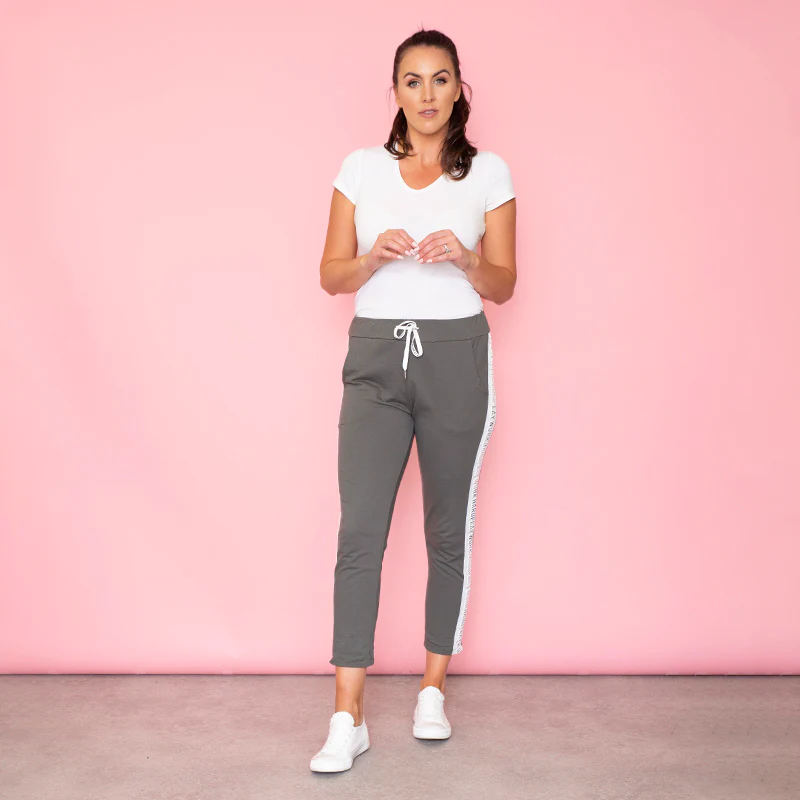 Ruth Side Stripe Jogger (Khaki) - Image 9