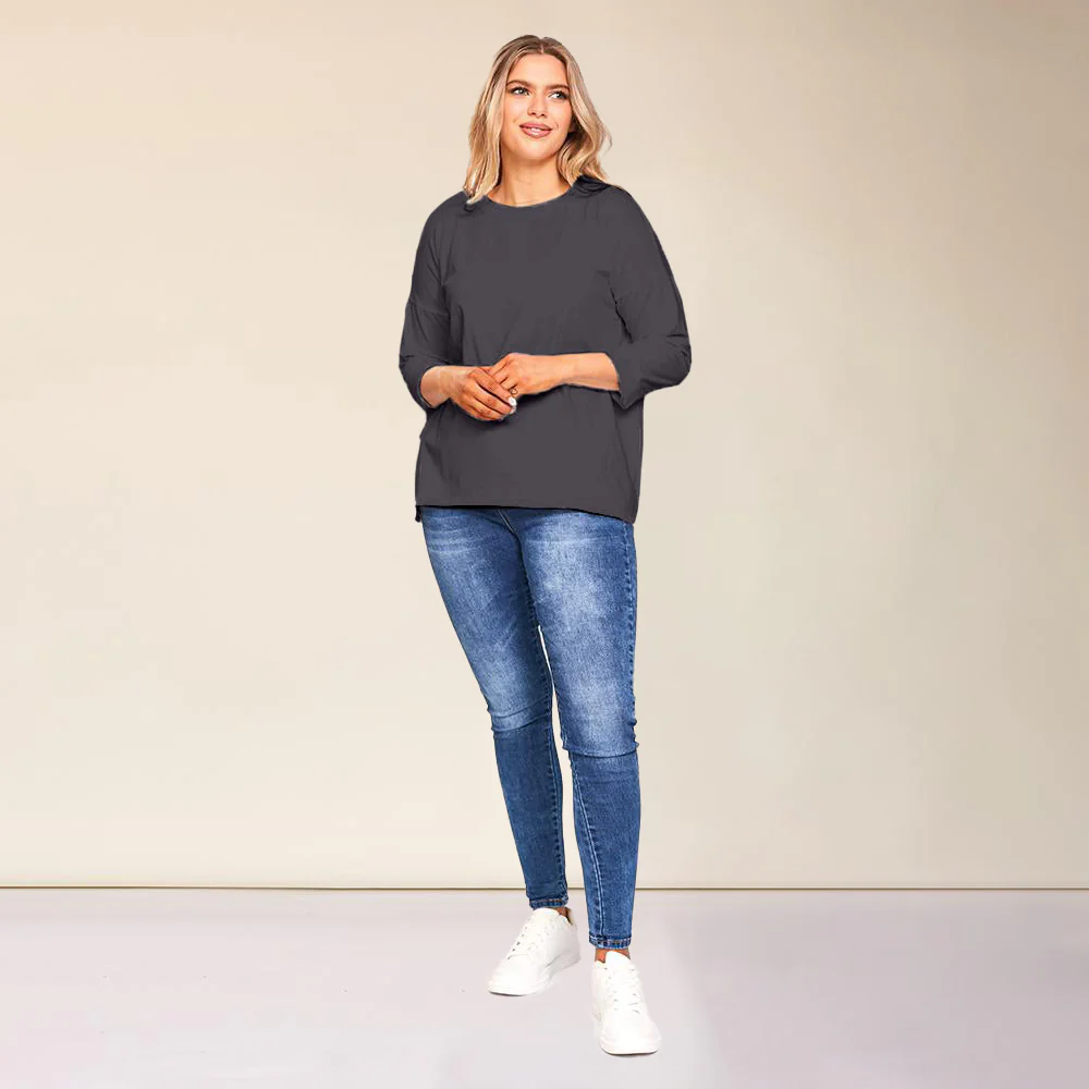 Riley Crew Neck Top (Black) - Image 2