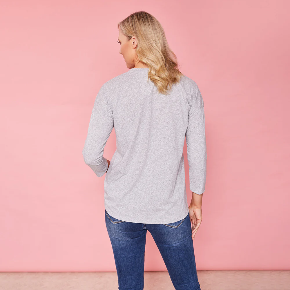 Riley Crew Neck Top (Marled Grey) - Image 4