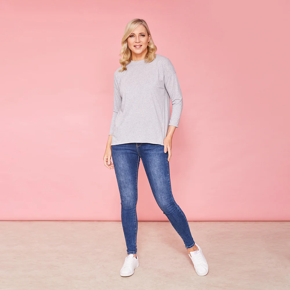 Riley Crew Neck Top (Marled Grey) - Image 6
