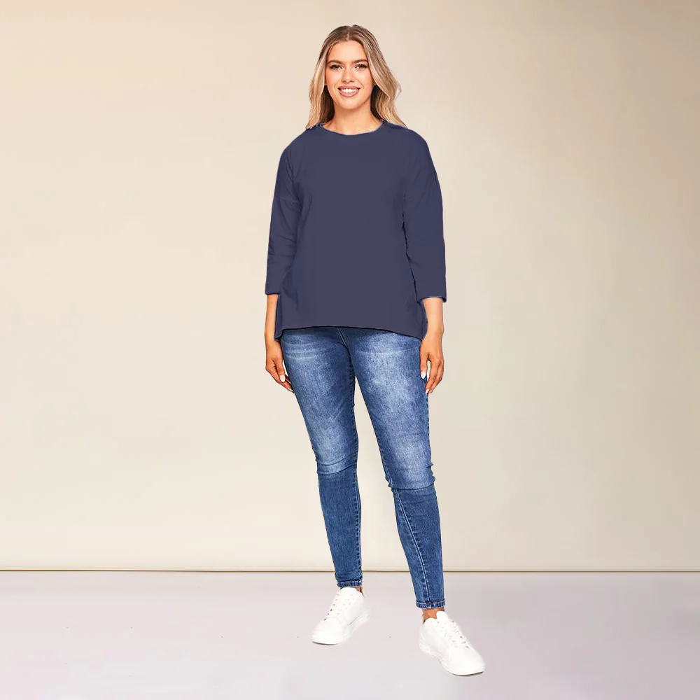 Riley Crew Neck Top (Navy) - Image 2