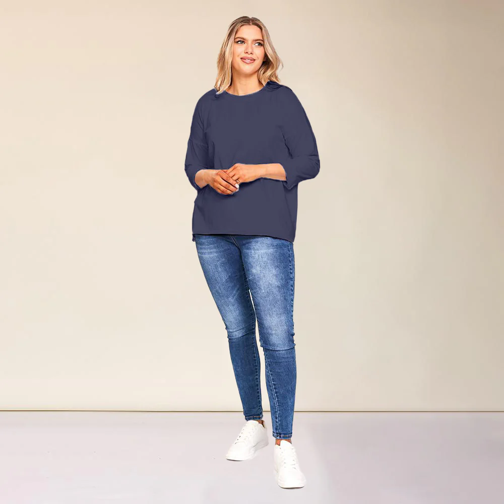Riley Crew Neck Top (Navy) - Image 3
