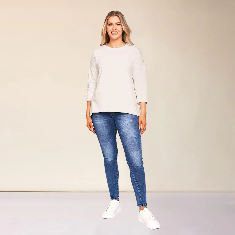 Riley Crew Neck Top (Stone) - Image 2