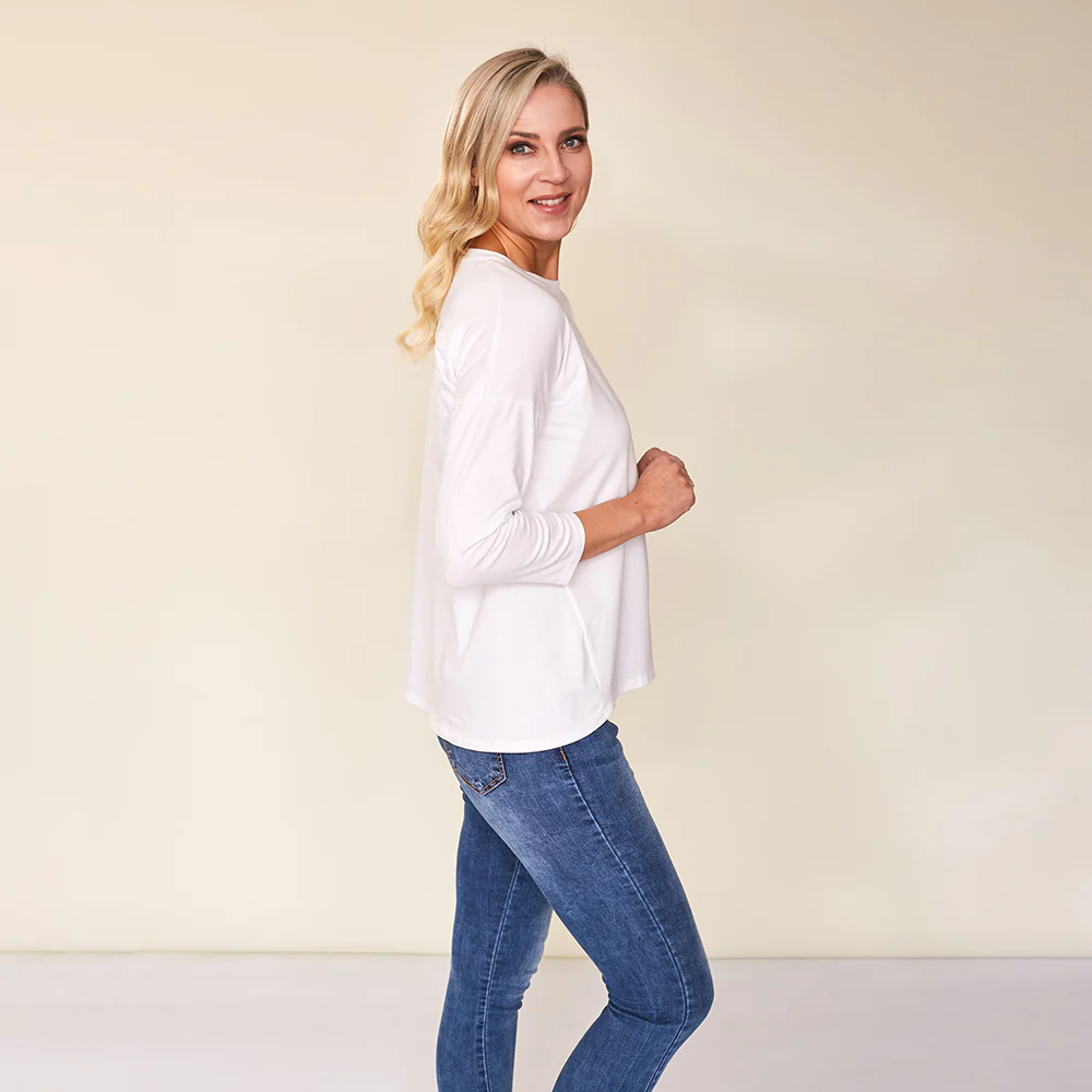 Riley Crew Neck Top (White) - Image 2