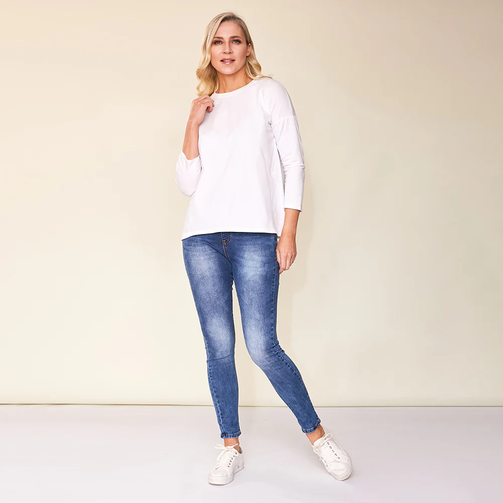 Riley Crew Neck Top (White) - Image 4