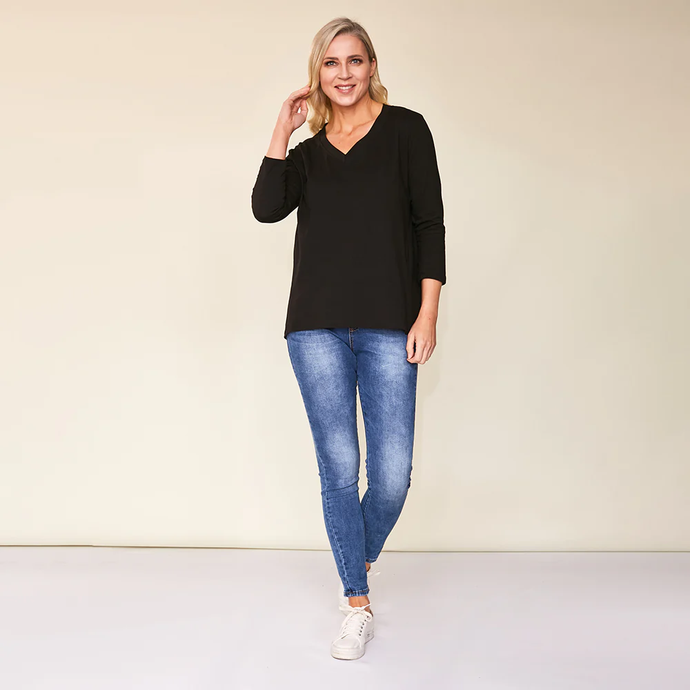 Riley V-Neck Top (Black) - Image 4