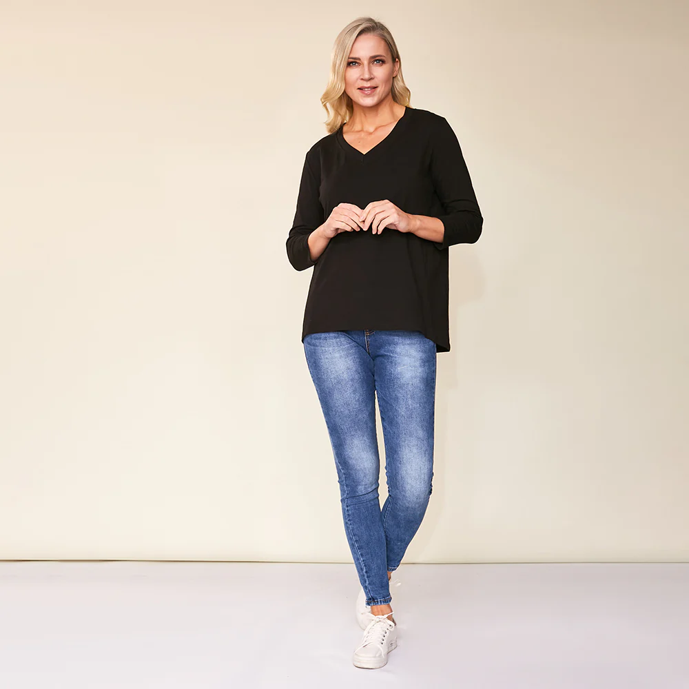 Riley V-Neck Top (Black) - Image 5