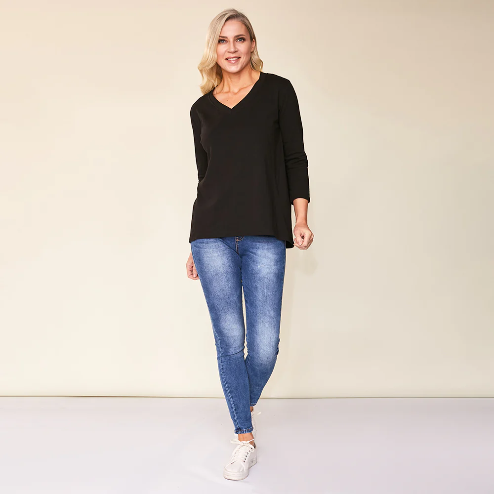 Riley V-Neck Top (Black) - Image 6