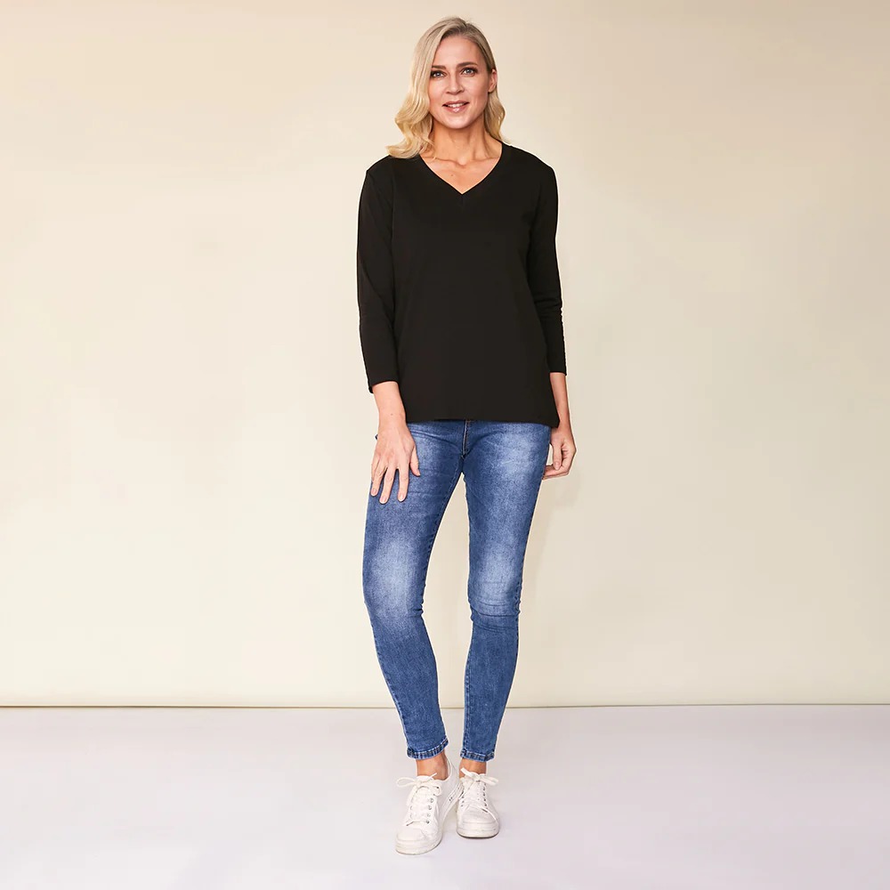 Riley V-Neck Top (Black) - Image 7