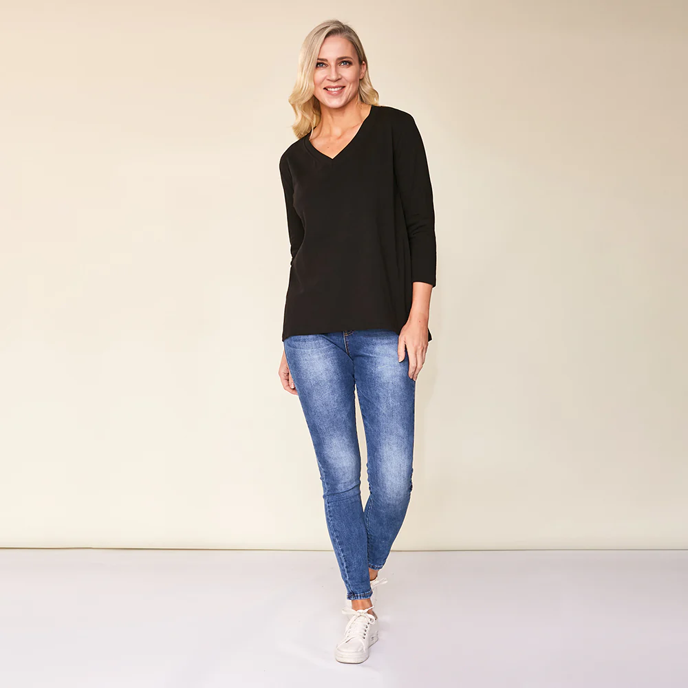 Riley V-Neck Top (Black) - Image 8