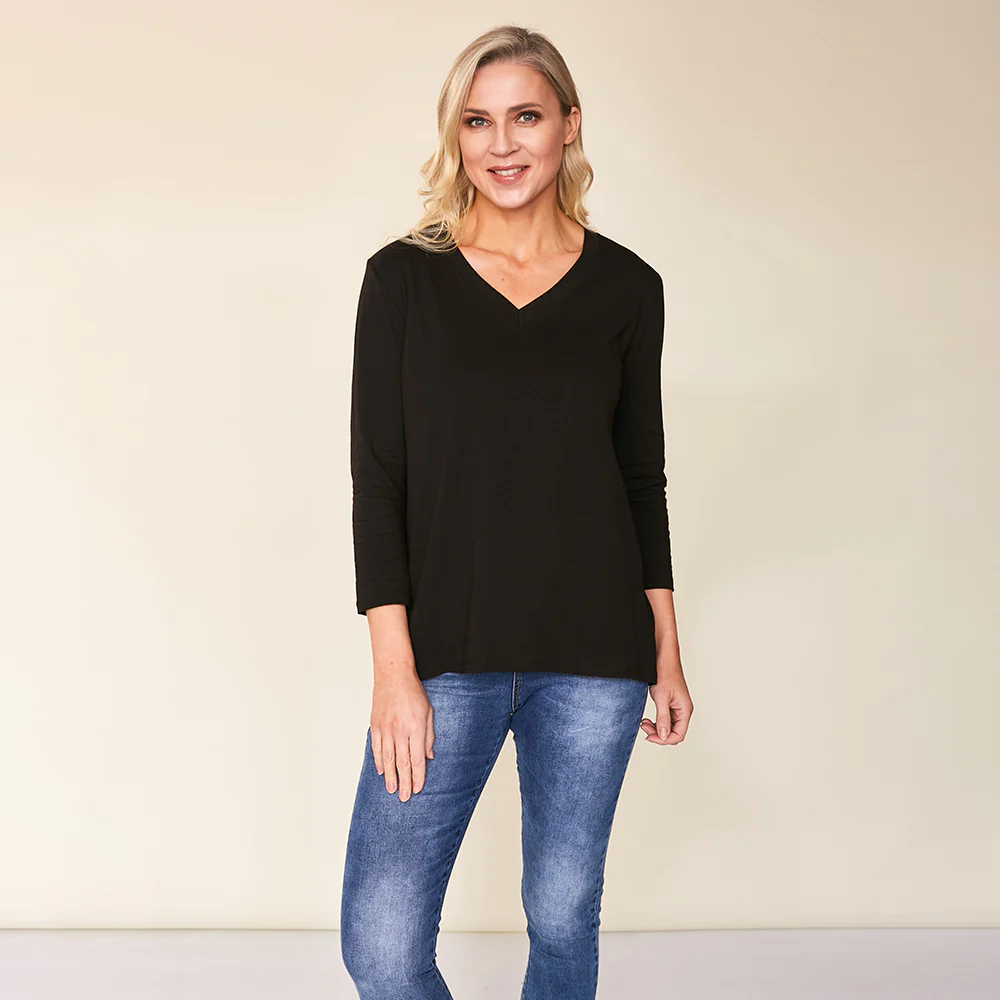 Riley V-Neck Top (Black) - Image 9