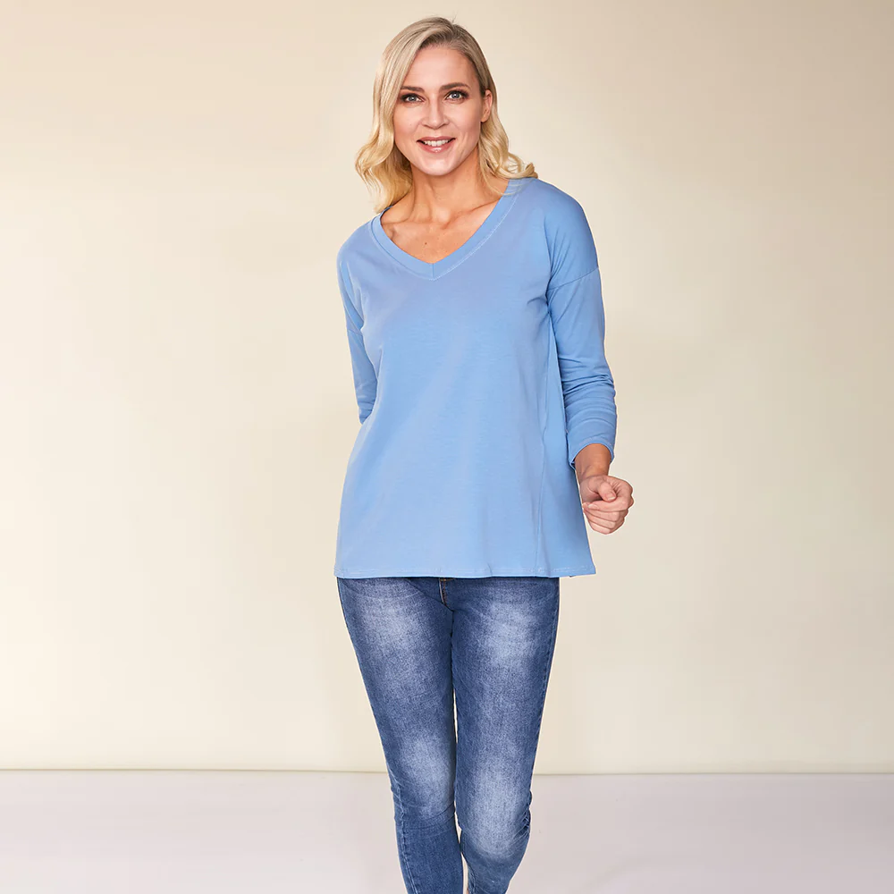 Riley V Neck Top (Blue) - Image 4