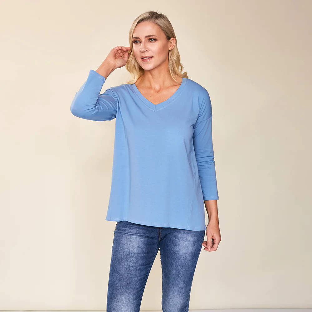 Riley V Neck Top (Blue) - Image 5