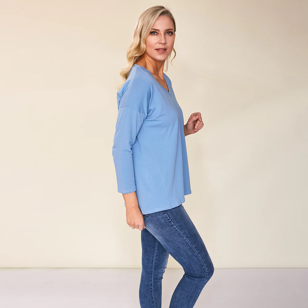 Riley V Neck Top (Blue) - Image 6